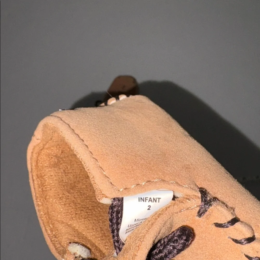 DBL Barrel Baby Buckers Infants Size 2 Brown Baby Moccasins Embroidered Design